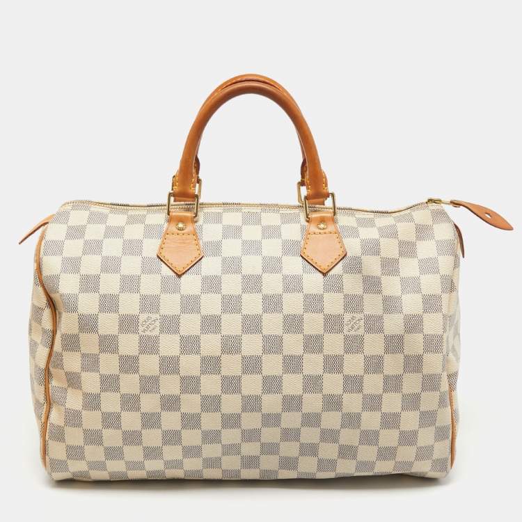 Pre Owned Louis Vuitton Damier Azure Canvas Speedy 35 bag