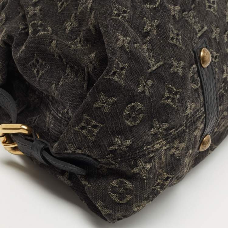 Pre Owned Louis Vuitton Black Monogram Denim Neo Cabby MM Bag