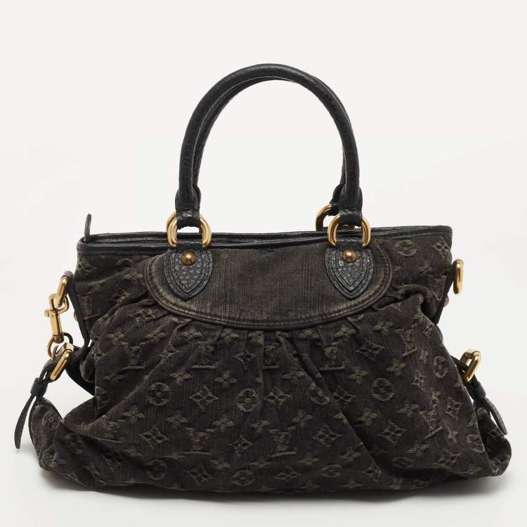 Pre Owned Louis Vuitton Black Monogram Denim Neo Cabby MM Bag