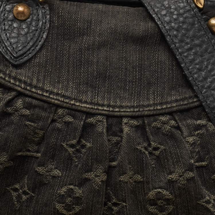 Pre Owned Louis Vuitton Black Monogram Denim Neo Cabby MM Bag