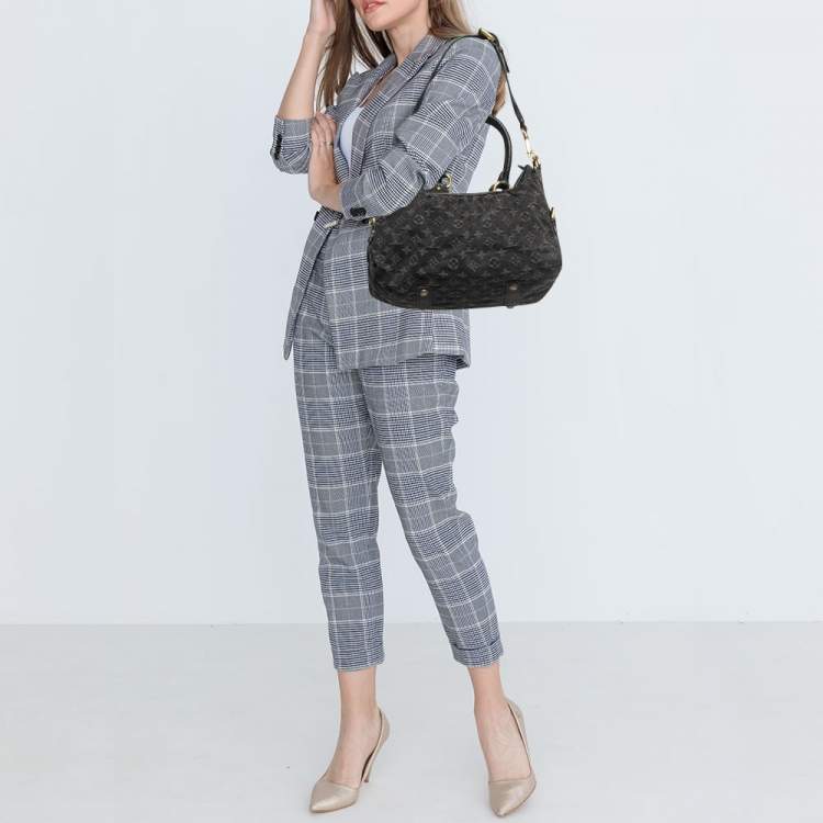 Pre Owned Louis Vuitton Black Monogram Denim Neo Cabby MM Bag