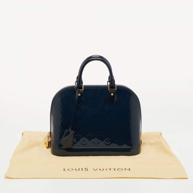 Pre Owned Louis Vuitton Grand Blue Monogram Vernis Alma PM Bag