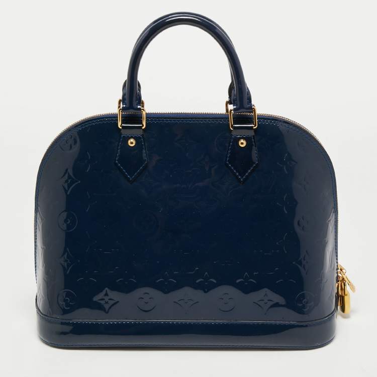 Pre Owned Louis Vuitton Grand Blue Monogram Vernis Alma PM Bag
