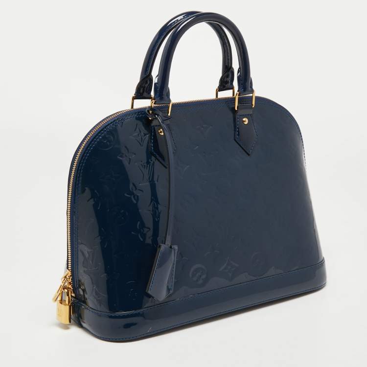 Pre Owned Louis Vuitton Grand Blue Monogram Vernis Alma PM Bag