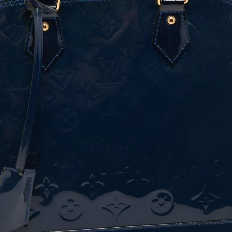Pre Owned Louis Vuitton Grand Blue Monogram Vernis Alma PM Bag