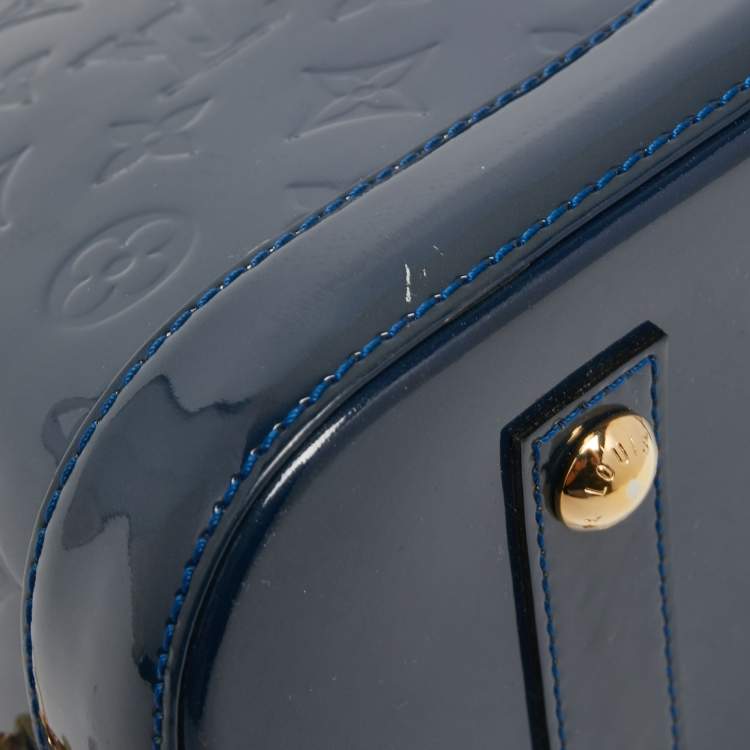 Pre Owned Louis Vuitton Grand Blue Monogram Vernis Alma PM Bag