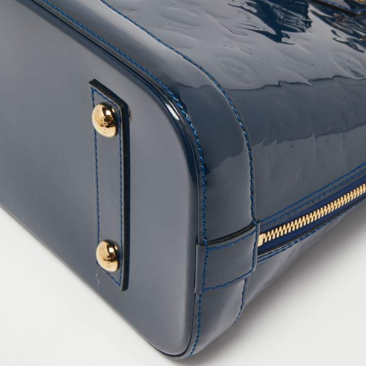Pre Owned Louis Vuitton Grand Blue Monogram Vernis Alma PM Bag