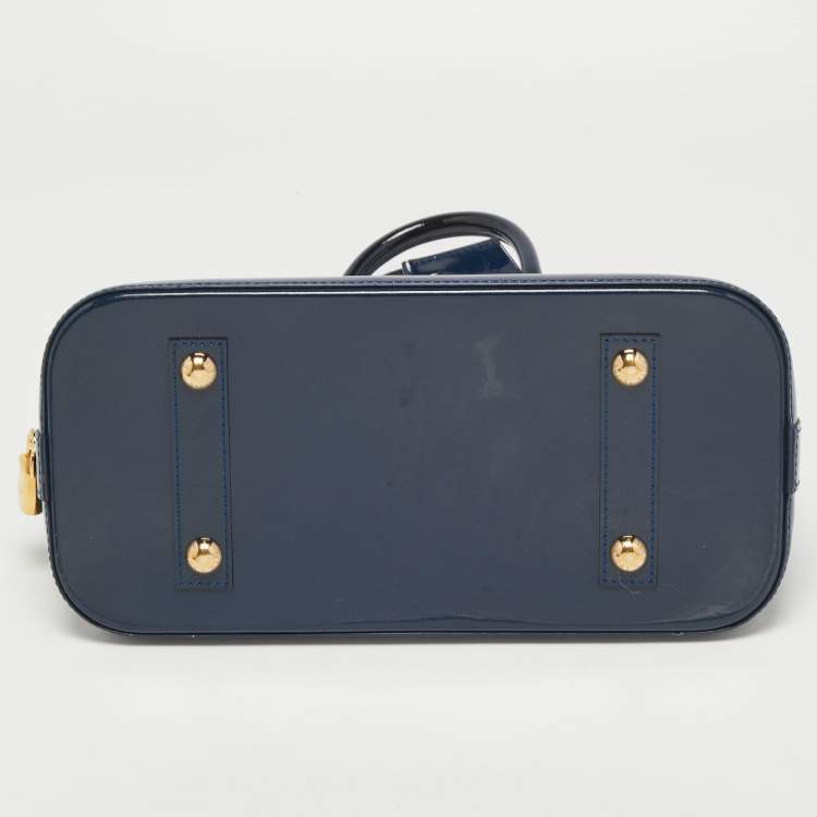 Pre Owned Louis Vuitton Grand Blue Monogram Vernis Alma PM Bag