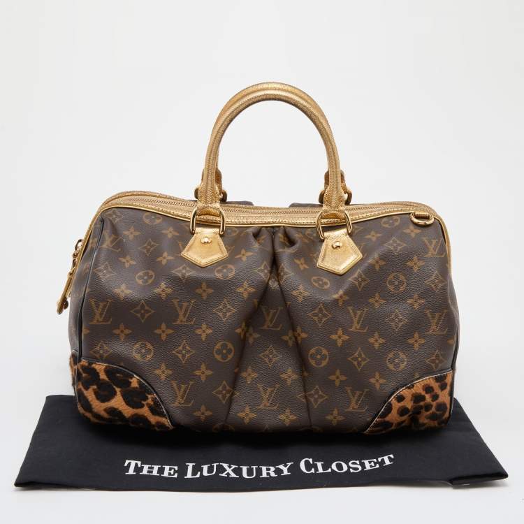 Pre Owned Louis Vuitton Monogram Canvas and Leopard Calfhair Limited Edition Stephen Bag