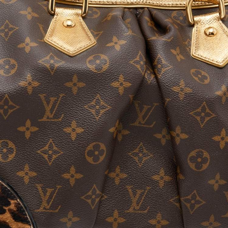 Pre Owned Louis Vuitton Monogram Canvas and Leopard Calfhair Limited Edition Stephen Bag