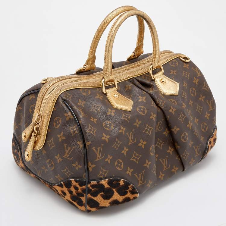 Pre Owned Louis Vuitton Monogram Canvas and Leopard Calfhair Limited Edition Stephen Bag
