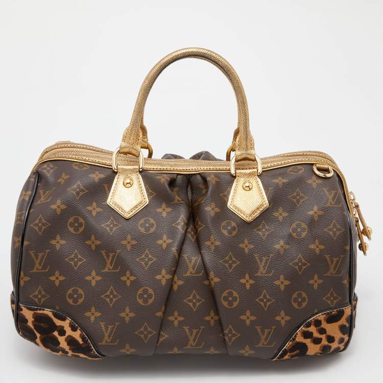 Pre Owned Louis Vuitton Monogram Canvas and Leopard Calfhair Limited Edition Stephen Bag