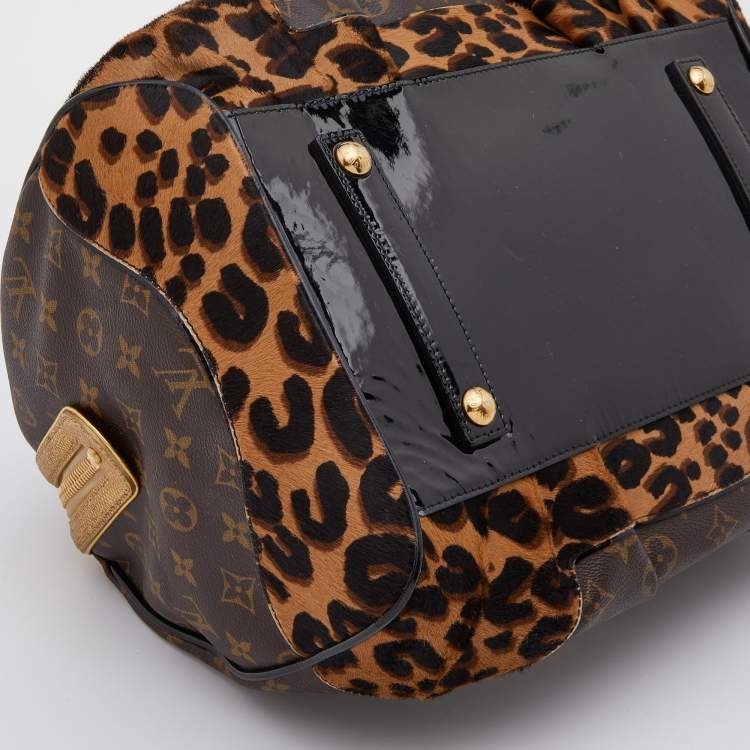 Pre Owned Louis Vuitton Monogram Canvas and Leopard Calfhair Limited Edition Stephen Bag