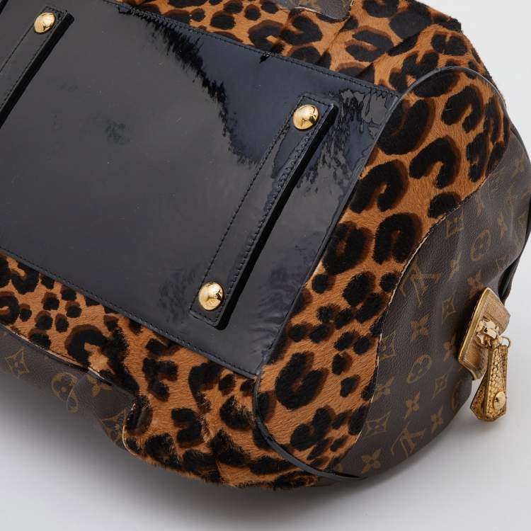 Pre Owned Louis Vuitton Monogram Canvas and Leopard Calfhair Limited Edition Stephen Bag