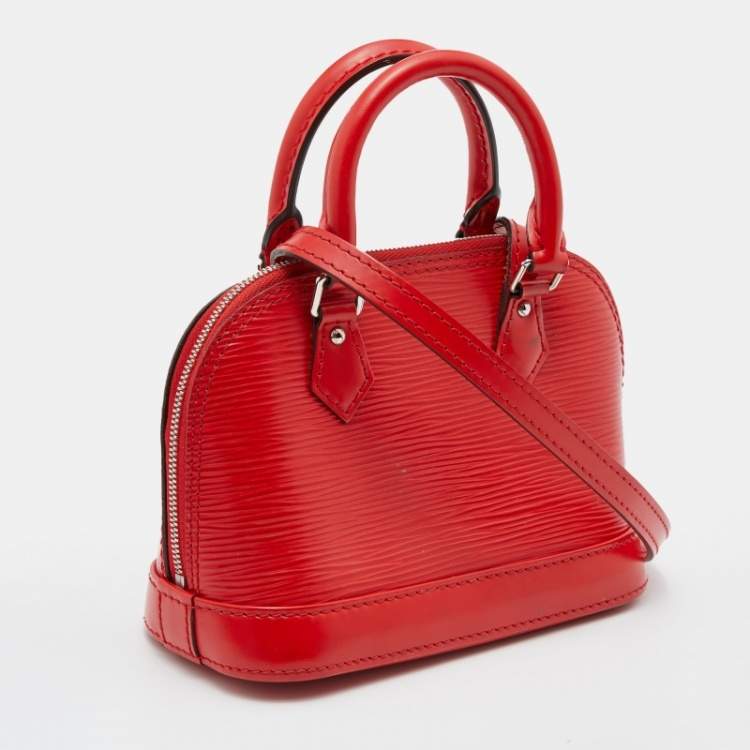 Pre Owned Louis Vuitton Red Epi Leather Alma Nano Bag 