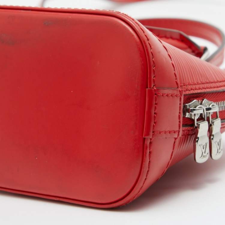 Pre Owned Louis Vuitton Red Epi Leather Alma Nano Bag 