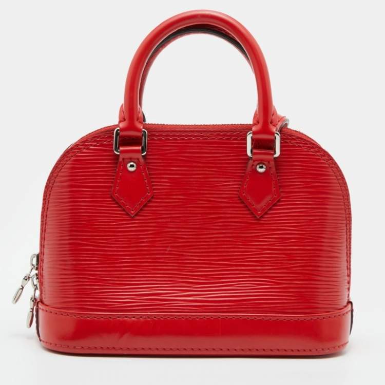 Pre Owned Louis Vuitton Red Epi Leather Alma Nano Bag 