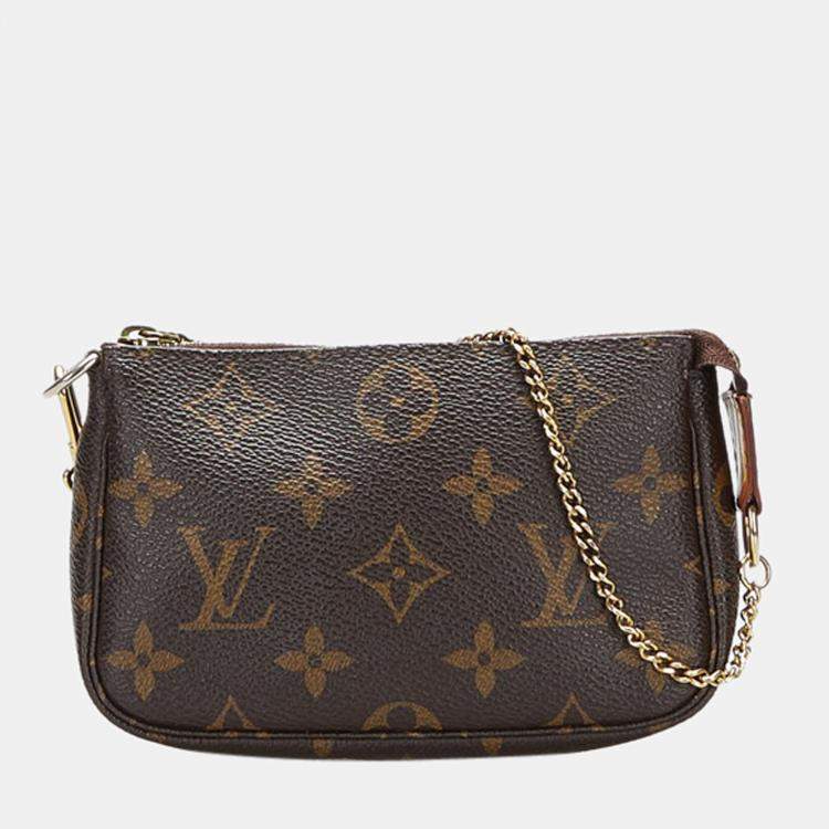 Authentic-Louis-Vuitton-Monogram-Mini-Pochette-Accessoires-Brown