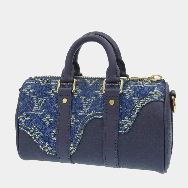 Louis Vuitton X Nigo Blue Monogram Denim and Taurillon Leather Keepall  Bandouliere XS Bag Louis Vuitton