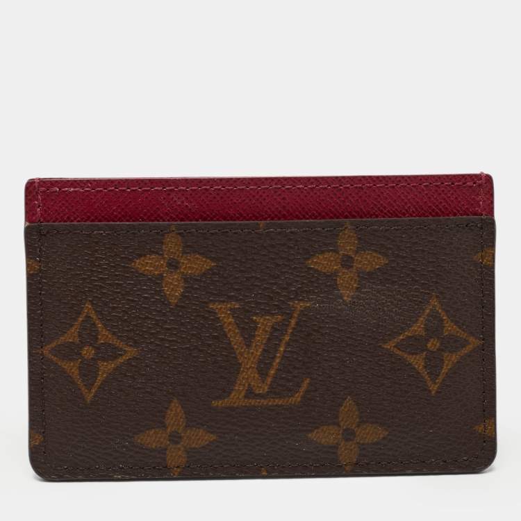 Pre Owned Louis Vuitton Fuchsia Monogram Canvas Card Holder