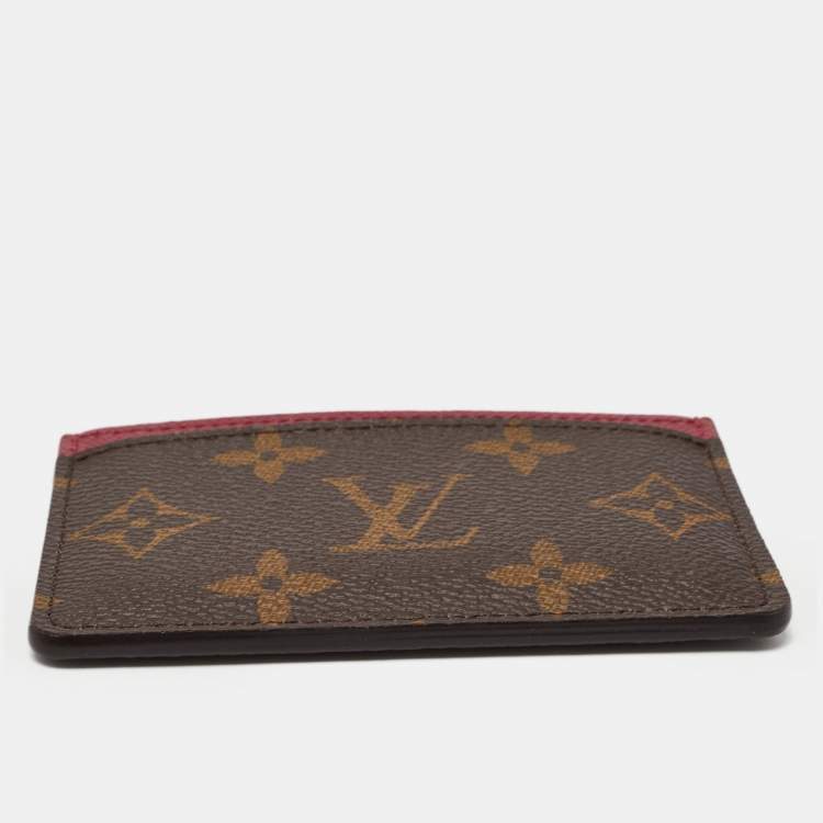 Pre Owned Louis Vuitton Fuchsia Monogram Canvas Card Holder