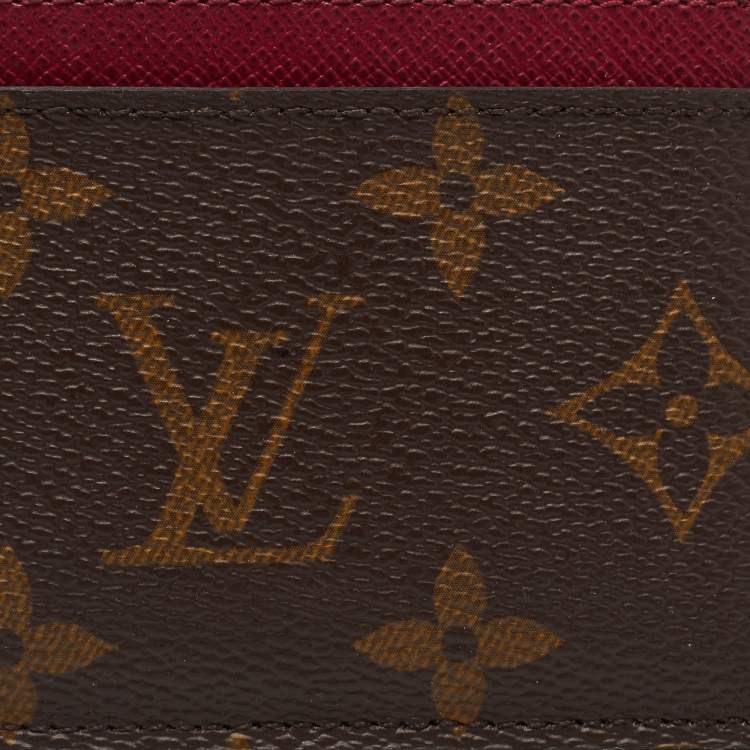 Pre Owned Louis Vuitton Fuchsia Monogram Canvas Card Holder