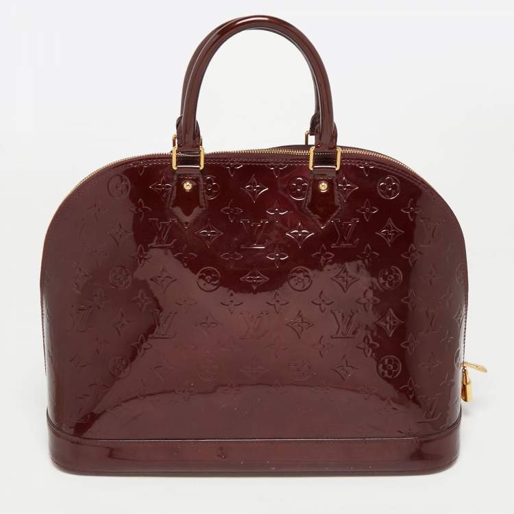 Pre Owned Louis Vuitton Rouge Fauviste Monogram Vernis Alma GM Bag