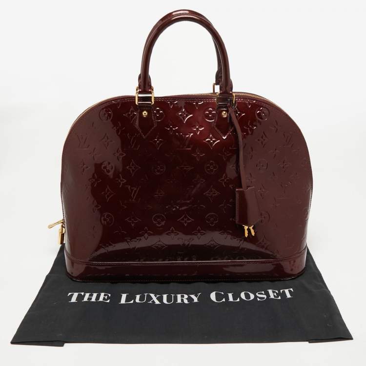 Pre Owned Louis Vuitton Rouge Fauviste Monogram Vernis Alma GM Bag