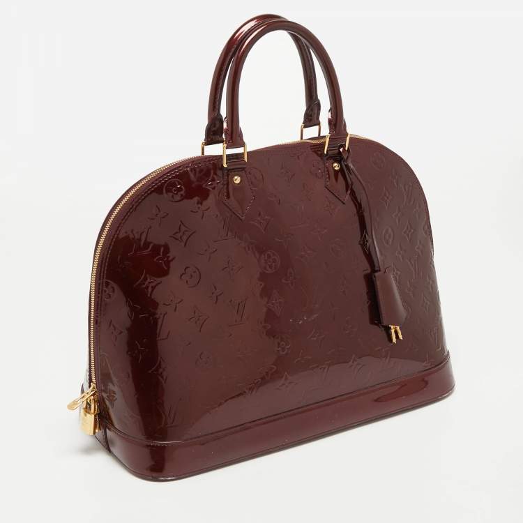 Pre Owned Louis Vuitton Rouge Fauviste Monogram Vernis Alma GM Bag