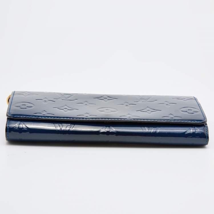 Pre Owned Louis Vuitton Grand Blue Monogram Vernis Chaine Wallet