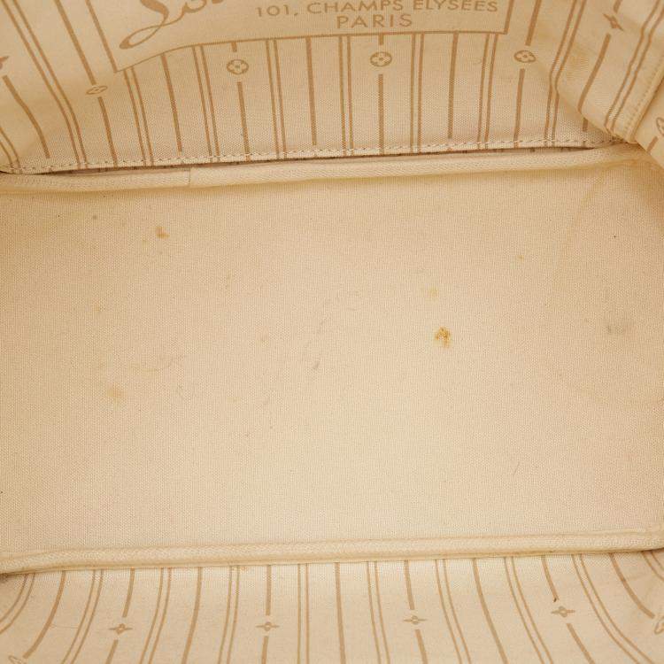 Pre Owned Louis Vuitton White Damier Azur Neverfull MM