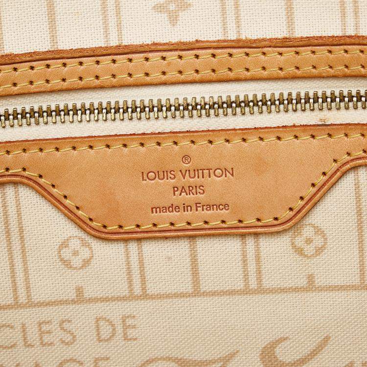 Pre Owned Louis Vuitton White Damier Azur Neverfull MM