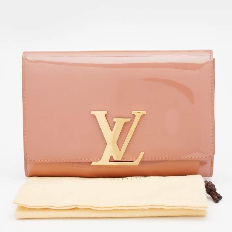 Pre Owned Louis Vuitton Rose Velours Patent Leather Louise Clutch
