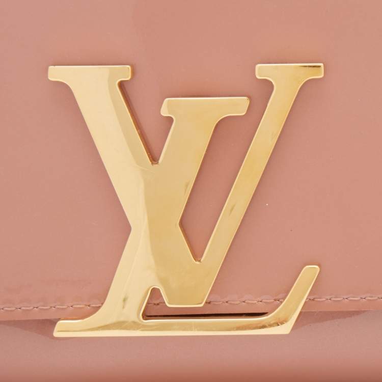 Pre Owned Louis Vuitton Rose Velours Patent Leather Louise Clutch