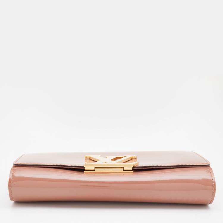 Pre Owned Louis Vuitton Rose Velours Patent Leather Louise Clutch