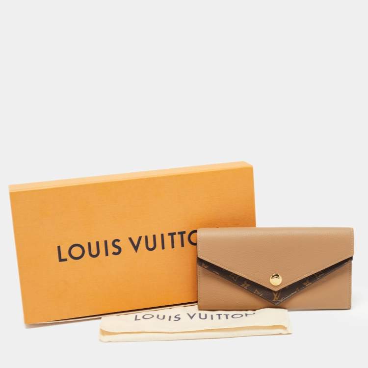 Pre Owned Louis Vuitton Beige Monogram Canvas and Leather Double V Wallet