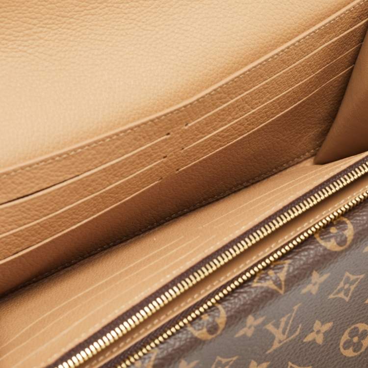 Pre Owned Louis Vuitton Beige Monogram Canvas and Leather Double V Wallet