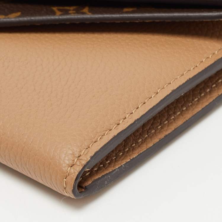 Pre Owned Louis Vuitton Beige Monogram Canvas and Leather Double V Wallet