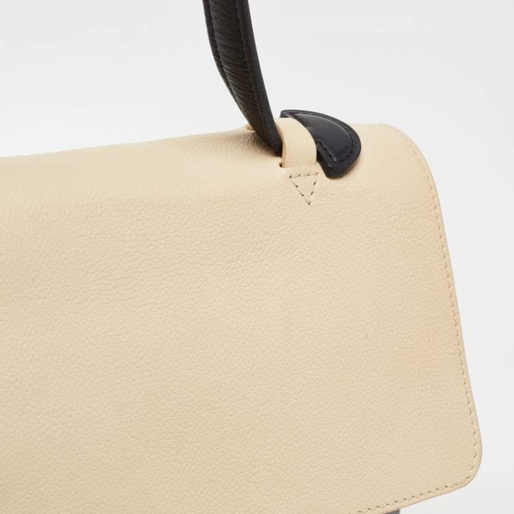 Pre Owned Louis Vuitton Black/Beige Leather Lockme MM Tote