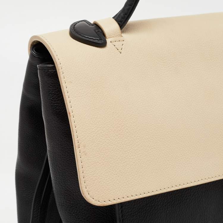 Pre Owned Louis Vuitton Black/Beige Leather Lockme MM Tote