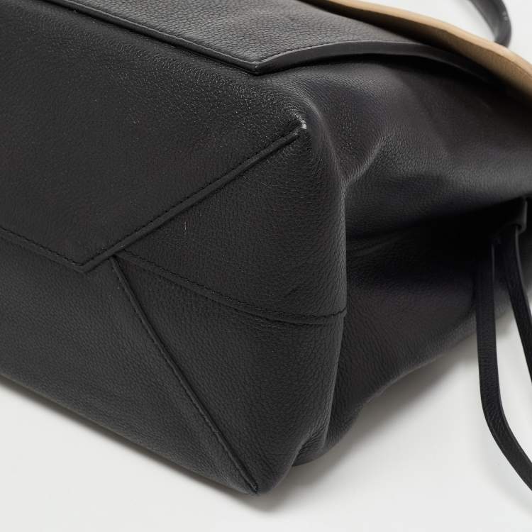 Pre Owned Louis Vuitton Black/Beige Leather Lockme MM Tote
