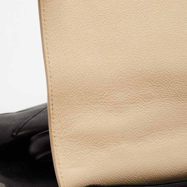 Pre Owned Louis Vuitton Black/Beige Leather Lockme MM Tote