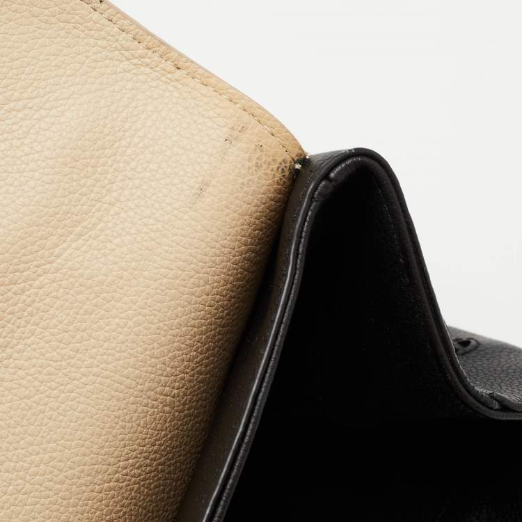 Pre Owned Louis Vuitton Black/Beige Leather Lockme MM Tote