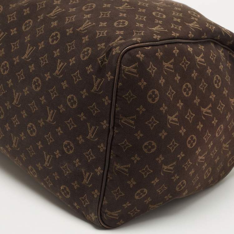 Pre Owned Louis Vuitton Fusain Monogram Mini Lin Canvas Speedy 30 Bag