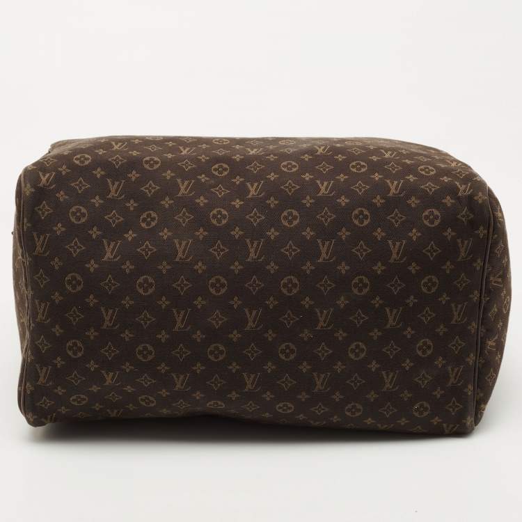 Pre Owned Louis Vuitton Fusain Monogram Mini Lin Canvas Speedy 30 Bag
