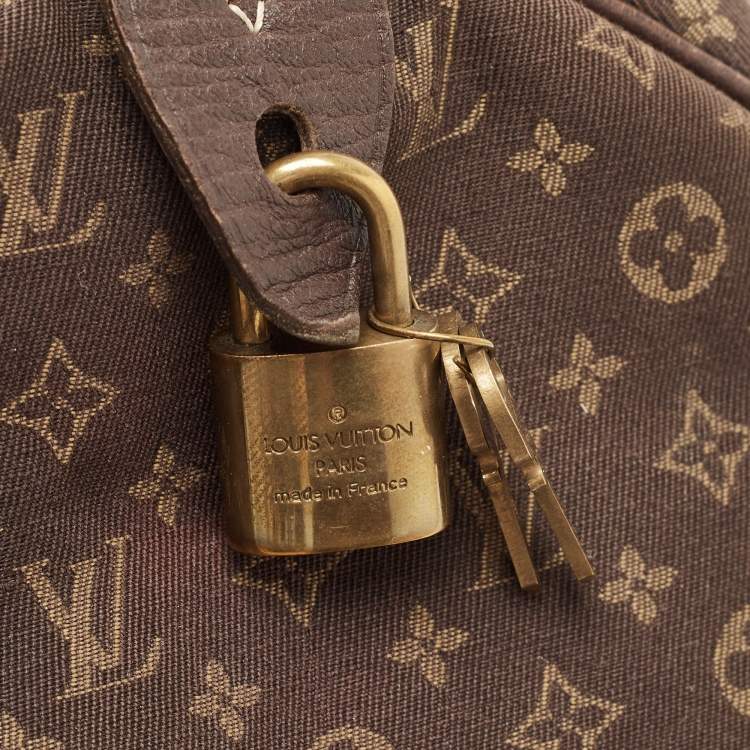 Pre Owned Louis Vuitton Fusain Monogram Mini Lin Canvas Speedy 30 Bag