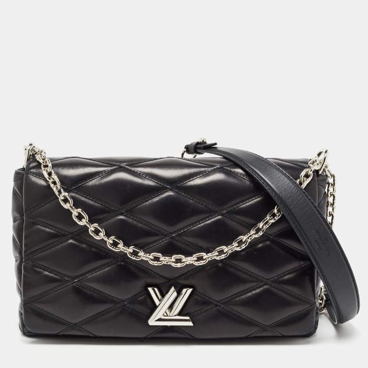 Louis Vuitton Black Quilted Lambskin Leather GO-14 Malletage MM