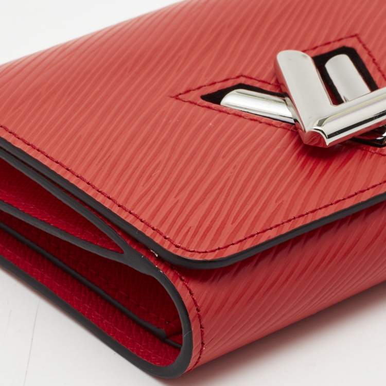 Pre Owned Louis Vuitton Coquelicot Epi Leather Twist Compact Wallet 