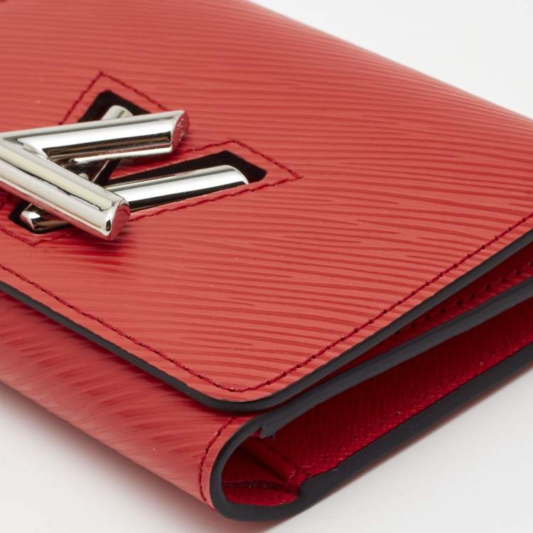 Pre Owned Louis Vuitton Coquelicot Epi Leather Twist Compact Wallet 