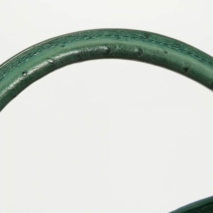 Pre Owned Louis Vuitton Green Ostrich Capucines PM Bag